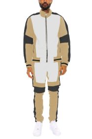 COLOR BLOCK TRACK SET (Color: KHAKI/BLACK, size: L)